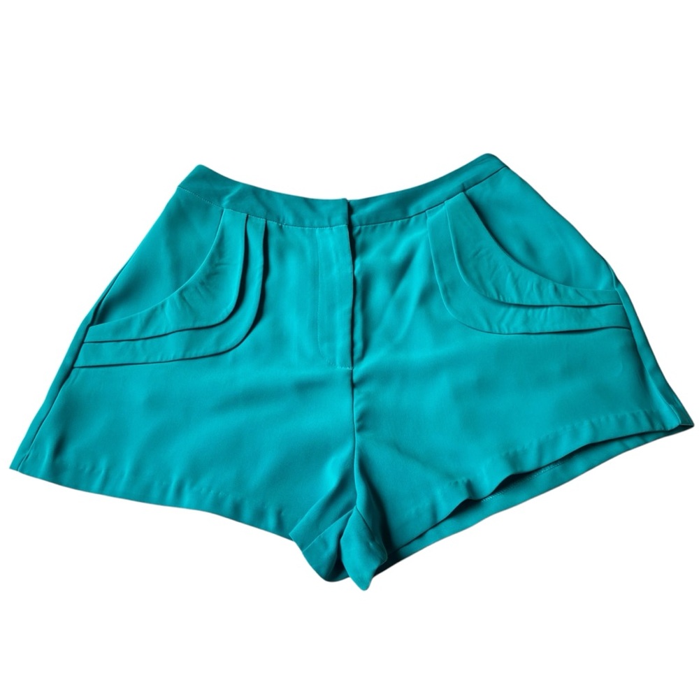 CAMEO | Teal Flap Pocket Silky Tencel Tailored Shorts Size M NWT